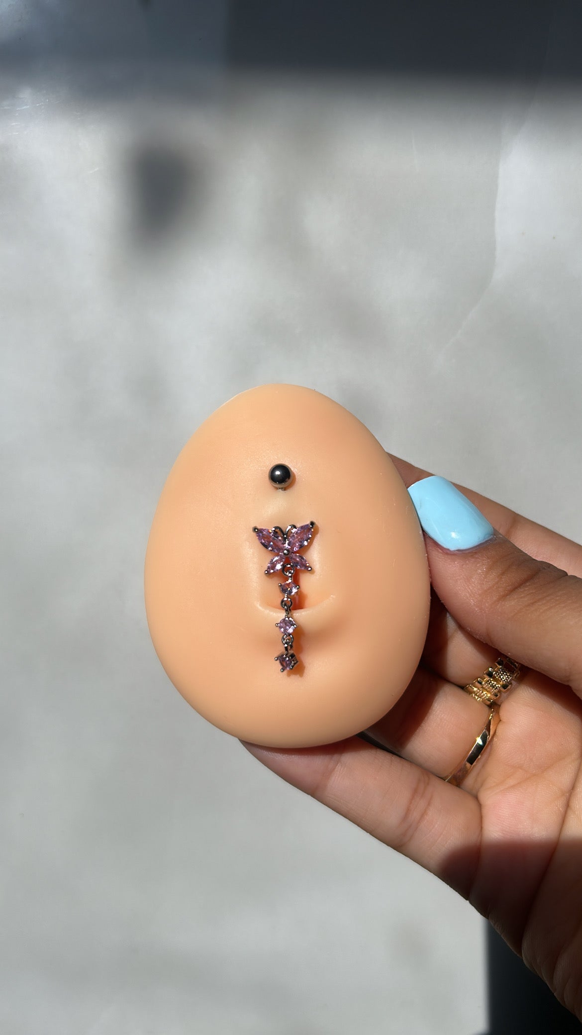 Pink Butterfly Belly Ring