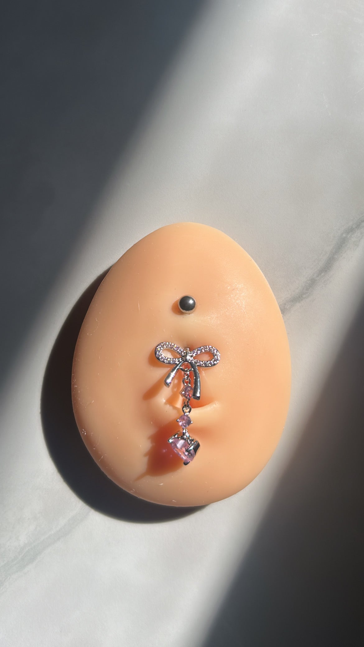 Pink Bow Belly Ring