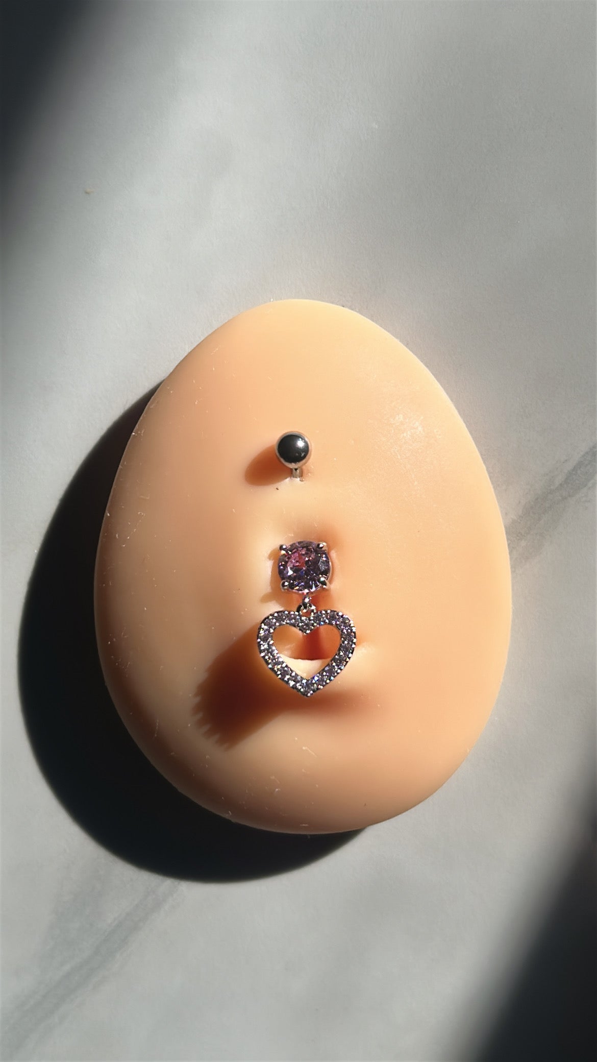 Pink Heart Belly Ring