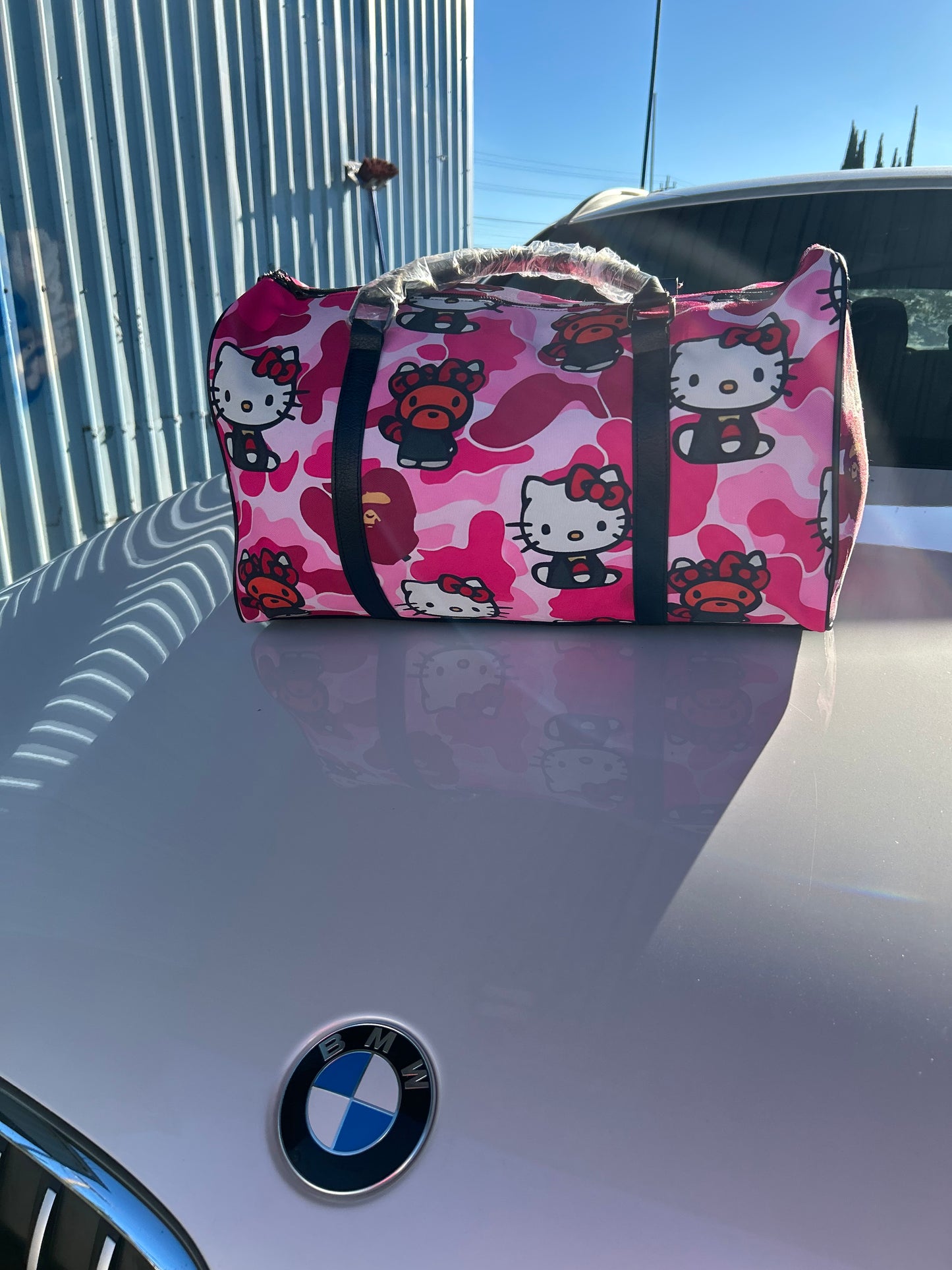 Pink HK Bape Duffle Bag