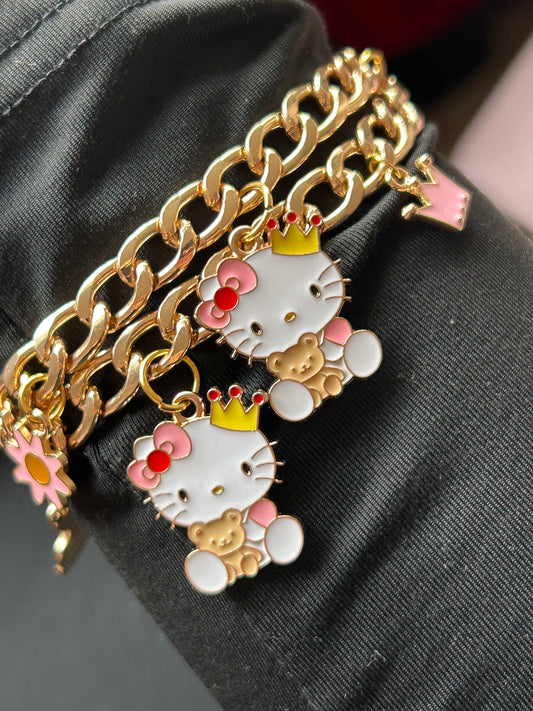 Pink HK Bear Charm Bracelet