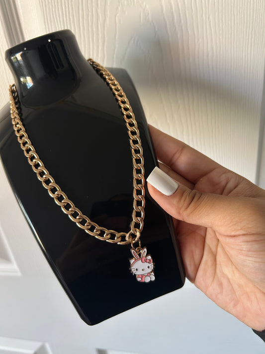 Pink HK Bunny Necklace
