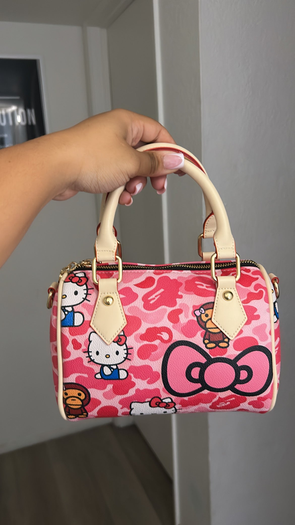 Pink Bape HK Pillow Bag