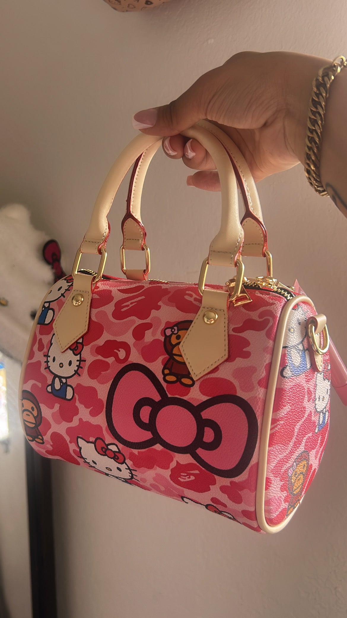 Pink Bape HK Pillow Bag