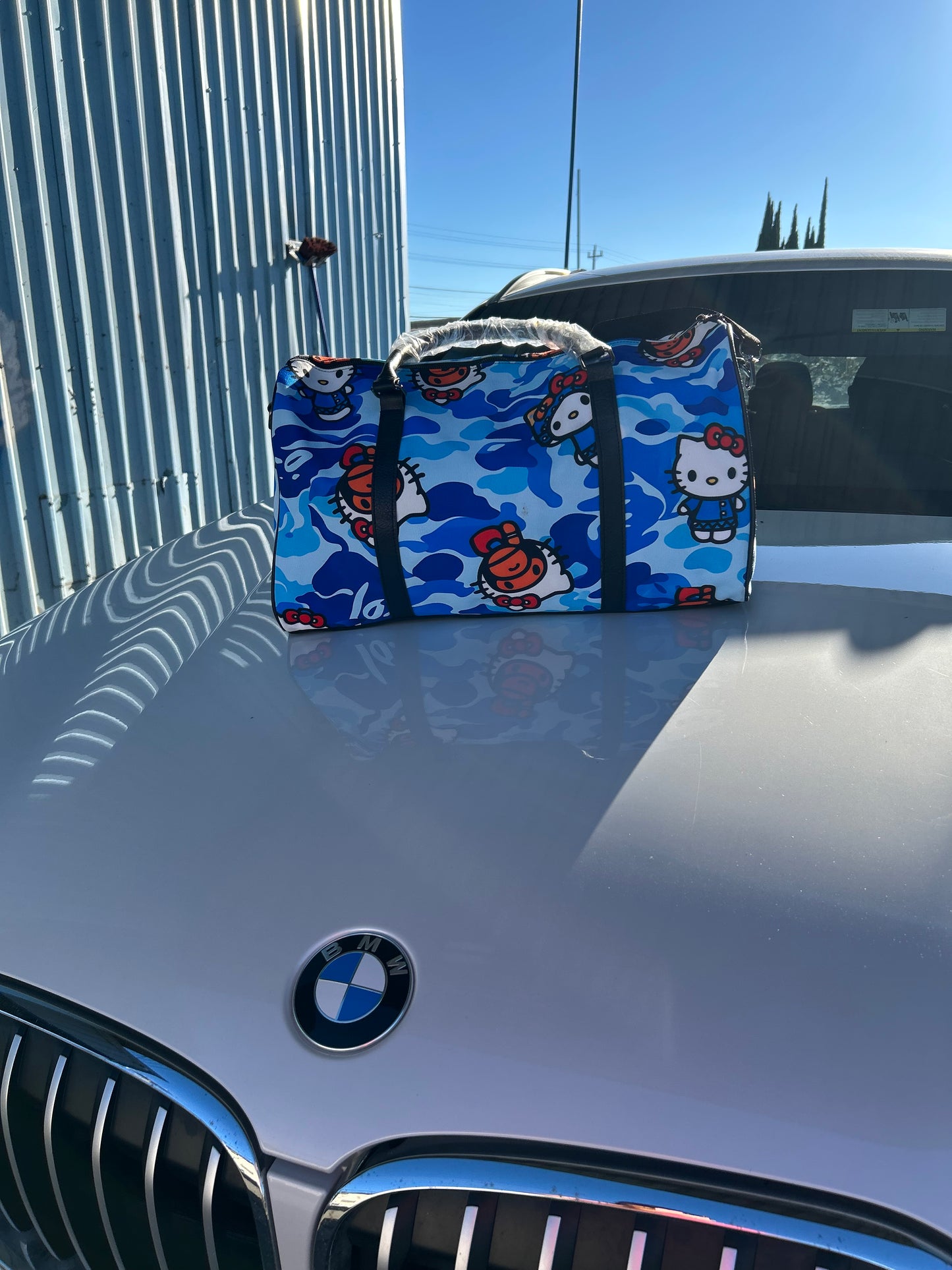Blue HK Bape Duffle Bag