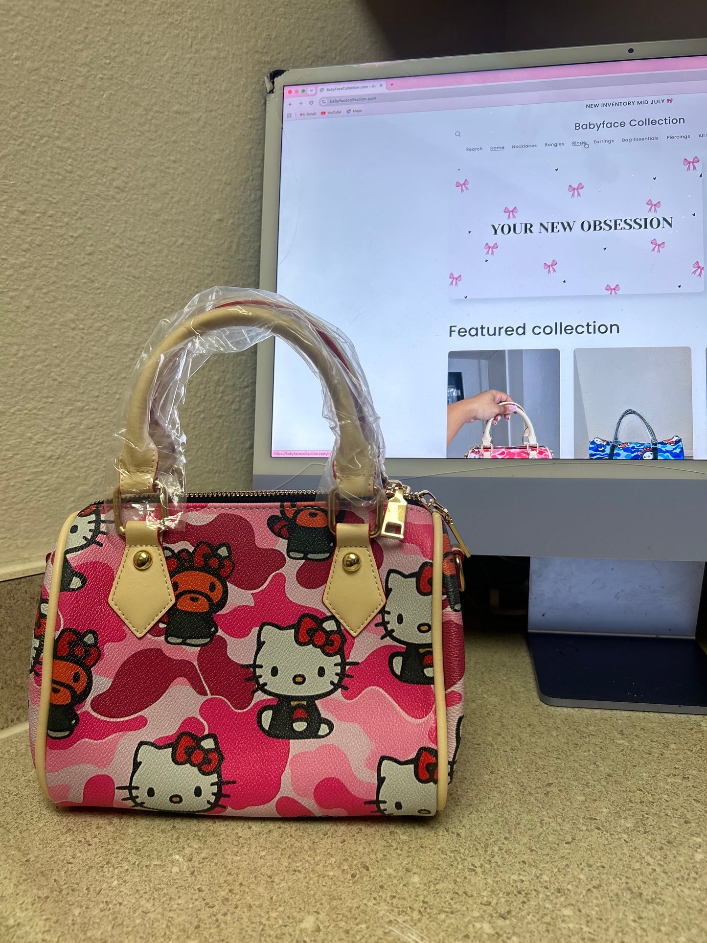 Pink Bape HK Pillow Bag